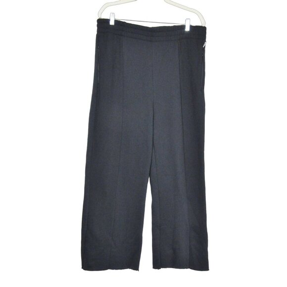 GOOD AMERICAN NWT Black Thick Plush Fleece Sweat Pants Raw Hem Lounge Size 4 XL - Picture 1 of 10